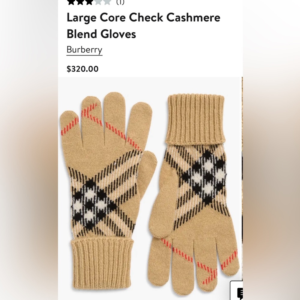 Burberry Tan and Black Check Cashmere Blend Gloves